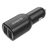Car Charger,ORICO 20W 2-Port Dual Multiple USB Vehicle Charger Universal Portable Rapid Travel Charger for iPhone 6S, 6, 6 Plus, iPad Air 2, mini 3, Galaxy S6, S6 Edge, Edge+, Note 5 and more Black (UCA-2U)