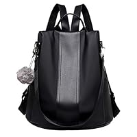 Women Backpack Purse Nylon Waterproof Anti-theft Rucksack Handbags Lightweight Backpacking (Black)