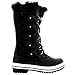 Polar Products Womens Snow Boot Nylon Tall Winter Fur Lined Snow Warm Waterproof Rain Boot - Black - 8-39 - CD0025
