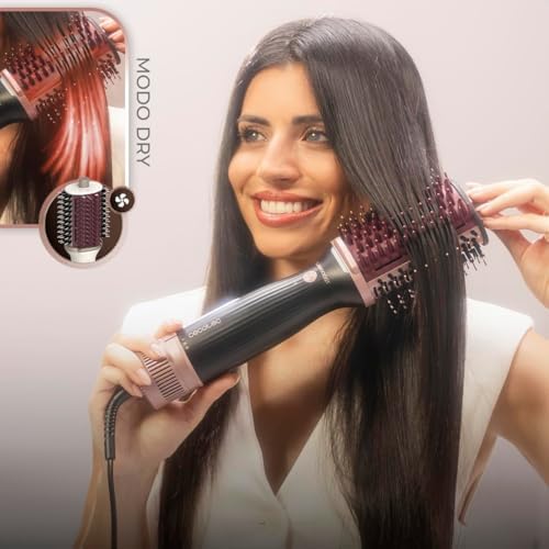 Spazzola per Capelli Air DryBold Elite con Piastra Riscaldante. 1200W, 3 Modalità: asciuga, modella e liscia, Tecnologia Ionica, Rivestimento in Ceramica, Funzione Aria Fredda, Punta Fredda