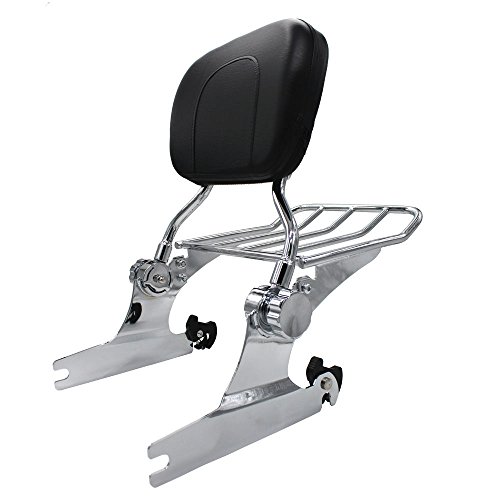 BBUT Adjustable Backrest Sissy Bar W/ Luggage Rack For Harley Davidson