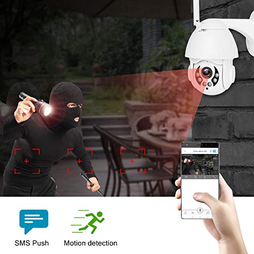 CTVISON Outdoor PTZ 2.4G WiFi Security Camera, Wireless HD 1080P Pan/Tilt Surveillance CCTV IP Camera with 4MM Lens/Two Way Audio/Night Vision/Motion Detection/ IP65 Weatherproof - Thumbnail 2