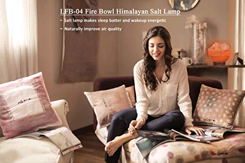 IndusClassic LFB-04 Fire Bowl Himalayan Crystal Rock Salt Lamp Ionizer Air Purifier 6~9 lbs / UL Listed Cord and Dimmer Control Switch, Exceptional Quality Packaging - Thumbnail 4