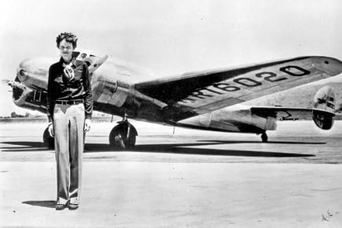 Photographs - New 5x7 Photo: Flight Pioneer Amelia Earhart with her Lockheed Electra Airplane