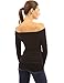 PattyBoutik Women's Off Shoulder Ruched Side Long Sleeve Blouse (Black S)