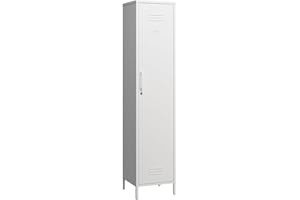 Elitehouse Tall Single Door Metal Locker with Adjustable Shelves, White Tall Metal Locker Storage Cabinet，Easy Assembly for Living Room Bedroom （15.8”W x 15”D x 70.9”H ）