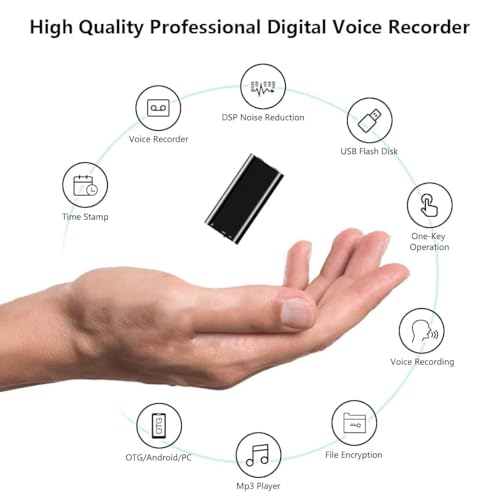 Voice Recorder, Voice Activated Recorder, 20 Hours Continuous Recording, 600 Hours Recording Memory, HD Sound Quality, for Meetings Lectures Interviews Classes Concert