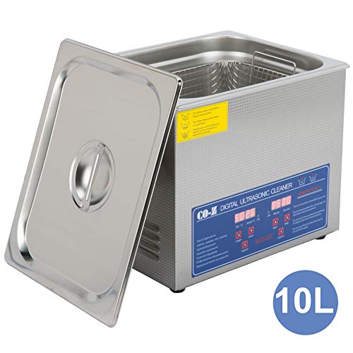 10L Ultrasonic Cleaner with Digital Timer & Heater, Professional Ultrasound Jewelry Cleaning Machine for Parts Denture Ring Watch