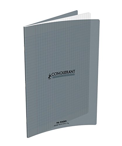 Conquerant Large Exercise Book with Large Squares, 96 Pages, 24 x 32 cm 24 x 32 cm Gray