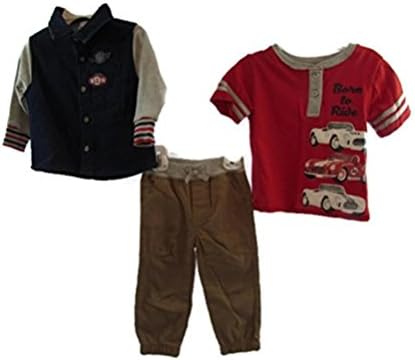 Nannette KIds Childrens Toddler Baby Boy Born To Ride Pant Jean Jacket T-Shirt Set (3T)