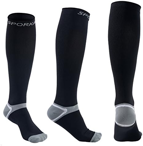 SPORKAT 20-30Mmhg Compression Socks, Best Men Compression Stockings Fit for Running, Varicose Veins, Nursing, Travel, Diabetic Compression Stockings, Size L