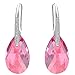 EleQueen 925 Sterling Silver CZ Teardrop Shepherd Hook Dangle Earrings Pink Made with Austrian Crystal for Women, Valentine's Day/Mother's Day/Christmas Jewelry Gift