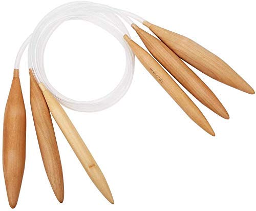Professional Bamboo Circular Knitting Needles Set, 3 Pieces with Transparent Plastic Tubes, for Beginners and Advanced Crafters