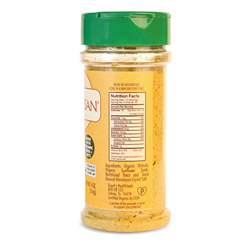 Gopal’s Original Rawmesan (Parmesan Cheese Alternative), Vegan and Organic Nutritional Yeast Seasoning – 4 Ounces | Keto, Paleo, and Whole 30 Friendly
