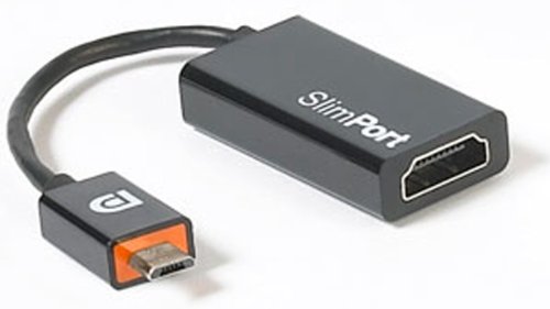SlimPortÂ® SP1002; Connect mobile devices to any big screen.  High Speed micro USB (male) to HDMI (female) connector cable (4.26cm x 2.21cm x 0.99cm)â€”Supports Full HD and 3D at 1080p @60Hz, 24bpp
