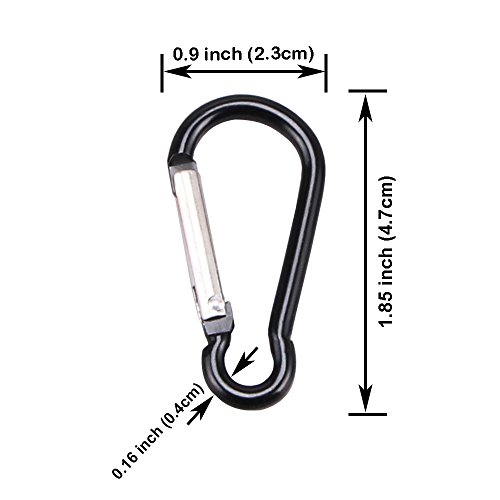 100pcs Aluminum Carabiner Spring Clip Hook Keychain Buckle Pack Bulk for Camping Hiking Rv Fishing Traveling Backpack Bottle, Black