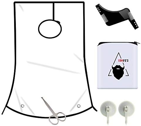 1DOT2 Professional Beard Bib Shaving Grooming Apron with Suction Cups Hair Catcher Cape Apron with Suction Cups Beard Shaping Tool and Beard Scissors