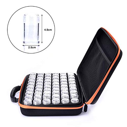 60 Slots Embroidery Diamond Storage Box,Clear Medicine Painting Accessory Case Display Holder Plastic Cross Stitch Organizer Storage Case Container Show Trays Essential Oil Bottle Box w/Zipp