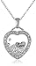 Sterling Silver and Floating Crystal Heart Pendant Necklace, 18