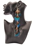 Soyagift Long Peacock Feather Drop Earrings Gold Tone Ear Wire Eardrop