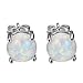 Adeser Jewelry Girls 925 Sterling Silver Earrings White Opal Studs for Womens Gift Lab Stone Silver Stud Earrings for Girls Ball Earrings (Round Opal)