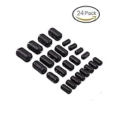 Teenitor 24 Pieces Clip-on Ferrite Ring Core RFI EMI Noise Suppressor Cable Clip for 3mm/ 5mm/ 7mm/ 9mm/ 13mm Diameter Cable.