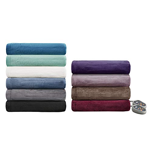 BEAUTYREST HEATED PLUSH ELECT ELECTRIC BLANKET WITH 20 HEAT LEVEL SETTING CONTROLLERS EQUIP WITH SECURE COMFORT TECHNOLOGY AND 10 HOURS AUTO SHUT OFF, TWIN: 62X84, MINK,BR54-0517
