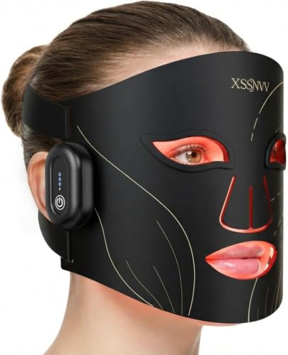 XSSNVV NVV03 Wireless LED Face Mask, 4 Modes Light Therapy Mask Red & Infrared Light 850nm, LED Mask, Remote Control, Autonomy 60 Minutes, Adjustable, with Eye Covering