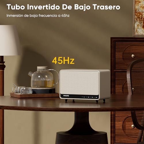 PHILIPS Bocina Bluetooth, Altavoz Bluetooth Portátil con Graves Profundos, 30 W, Bluetooth 5.3, 13h de Reproducción, Admite Bluetooth/AUX/TF/U Disk para Interiores, Fiestas, Exteriores (Blanco)