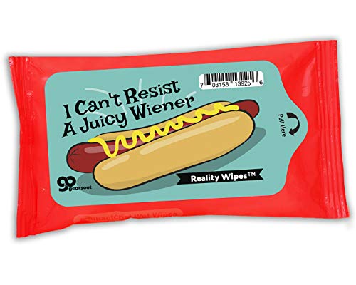 I Canâ€™t Resist A Juicy Wiener Wet Wipes Funny Hot Dog Gags for Friends Weird Stocking Stuffers for Women Unisex White Elephant Ideas Secret Santa Wiener Gags for Ladies BFF Bestie Novelty Wipes