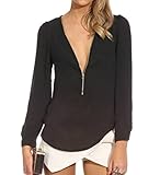 Pretty Show Fanshion Women Spring Loose Sexy V-neck Solid Chiffon Shirt