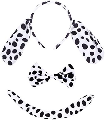 Christmas Headband Mouse Dalmatian Ears and Tail Set Kids Halloween Costume Kit