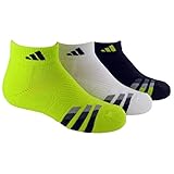 adidas Boys Cushion Low Cut Socks (Pack of 3), Semi Solar Yellow/Black - White/Black - Black/Semi Solar Yellow, Large