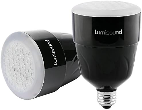 LED Bluetooth Bulb Speaker, True Wireless Stereo, Aptx Support, Dimmable LED, Apps Control, Pair, Black