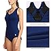 BALEAF Women's One Piece Bathing Suit Conservative Athletic Racerback One Piece Training Swimsuit Swimwear Navy 40 X-Large