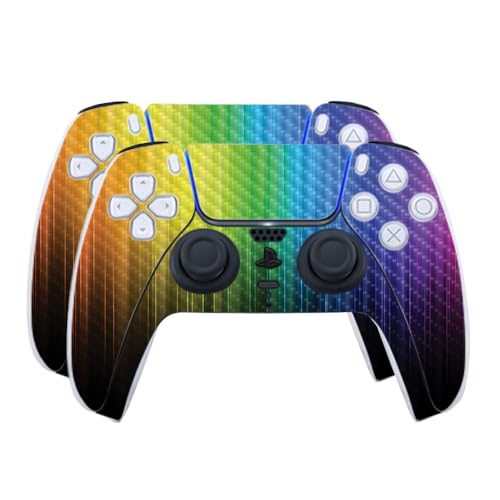 Carbon Fiber Skin Compatible with PlayStation 5 PS5 Controller (2 Pack) - Rainb…