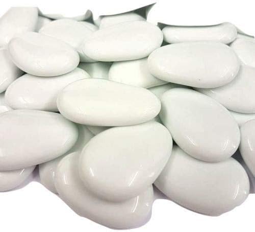 Stoned 20 Large White Flat Glass Pebbles Nuggets Stones Beads
