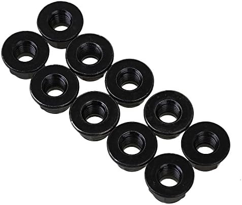 CNBTR Black M8 Zinc Plating Nylon and Carbon Steel Hex Flange Lock Nut Pack of 10
