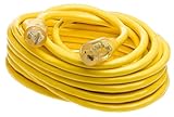 Yellow Jacket 2991 10/3 Extra Heavy-Duty 20-Amp Premium SJTW Contractor Extension Cord with Lighted T-Blade Plug, 50-Foot All Copper Wire Extension Cord, 20 Amps, 125 Volts, 2500 Watts