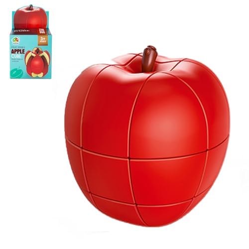 Bucaxit Speed Cube Apple Special Shaped Magic Cube,1:1 Realistic Fruit 3D Puzzle Brain Teasers Educational Toy for Cube Lovers (Apple)