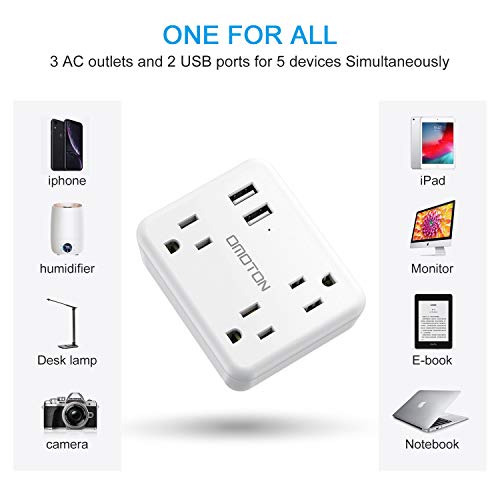 Cruise Power Strip No Surge Protector, OMOTON Travel Wall Tap with 3