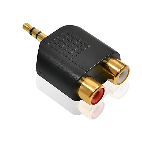 RCA Splitter (2-Pack of) Gold Plated RCA to 3.5mm Stereo to 2-RCA Male to Female Adapter,Audio Splitter Adapter, Dual RCA Jack Adapter