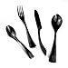 JANKNG 20-Piece 18/10 Stainless Steel Flatware Set Mirror Polishing Black, Serive for 4