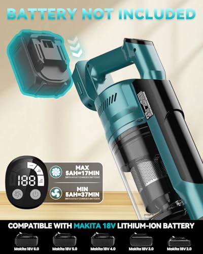 VAXCANZE Cordless Vacuum Cleaner Compatible with Makita 18V Battery, 35kPa Brushless Lightweight photo 11