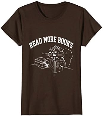 Womens Book T Shirt Reading Read More Books English Teacher School Medium Brown