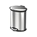 EKO 93250-1 Oval 1.5 Gallon Small Stainless Steel Step Trash Can with Lid | 6 Liter Metal Waste Bin