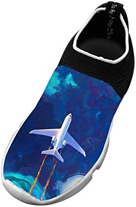 Sports Flywire Weaving Sneaker For Unisex Children,Print Planes Clouds,3 D(M) Us Big Kid