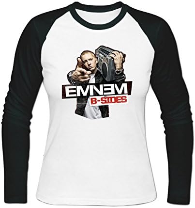 Kakas Womens Funny Eminem B-Sides Baseball Sweatshirt T-Shirt S White