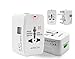 All in One Universal Travel Adapter Worldwide Power Plug Wall AC Adaptor Charger Dual USB Charging Ports US EU UK AUS NZ AC100-240v Surge Protected Portable International Power Adapter