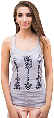 Women Tank Tops,Laimeng Casual Arrow Print Off Shoulder Blouse Sleeveless Cotton Tank Top (M, Gray)